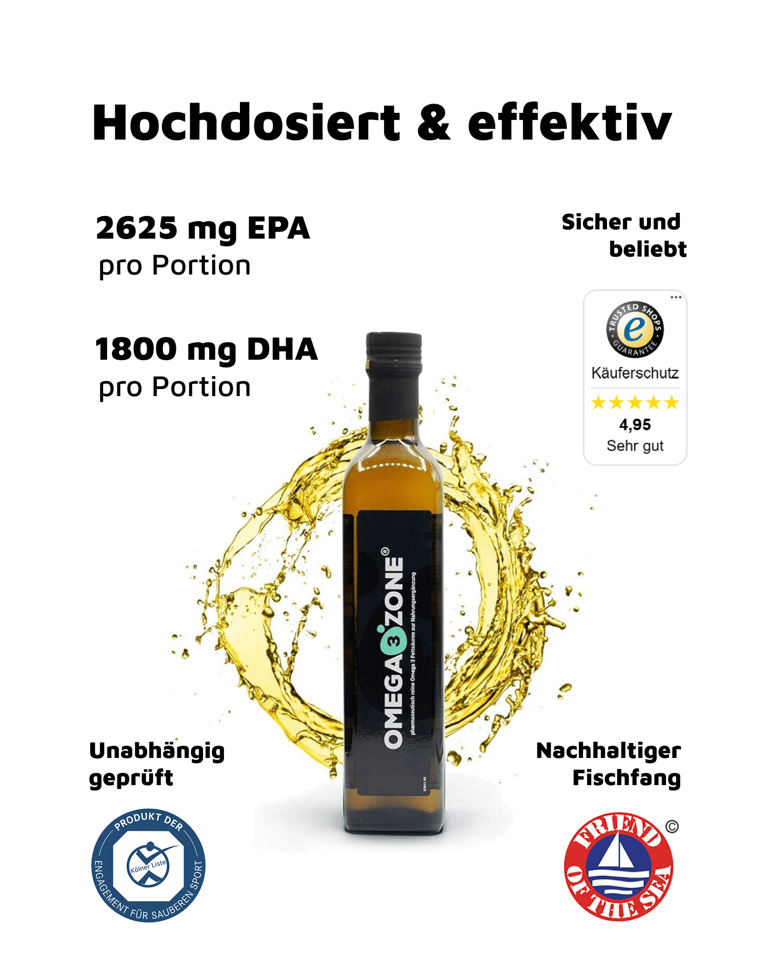 Hochdosiert und effektiv, Omega3 Öl von omega3zone